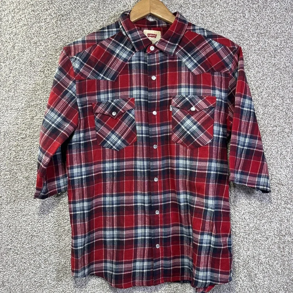 Minnesota Twins‎ Shirt Mens Medium Red MLB Baseball Levi's Plaid Flannel Western